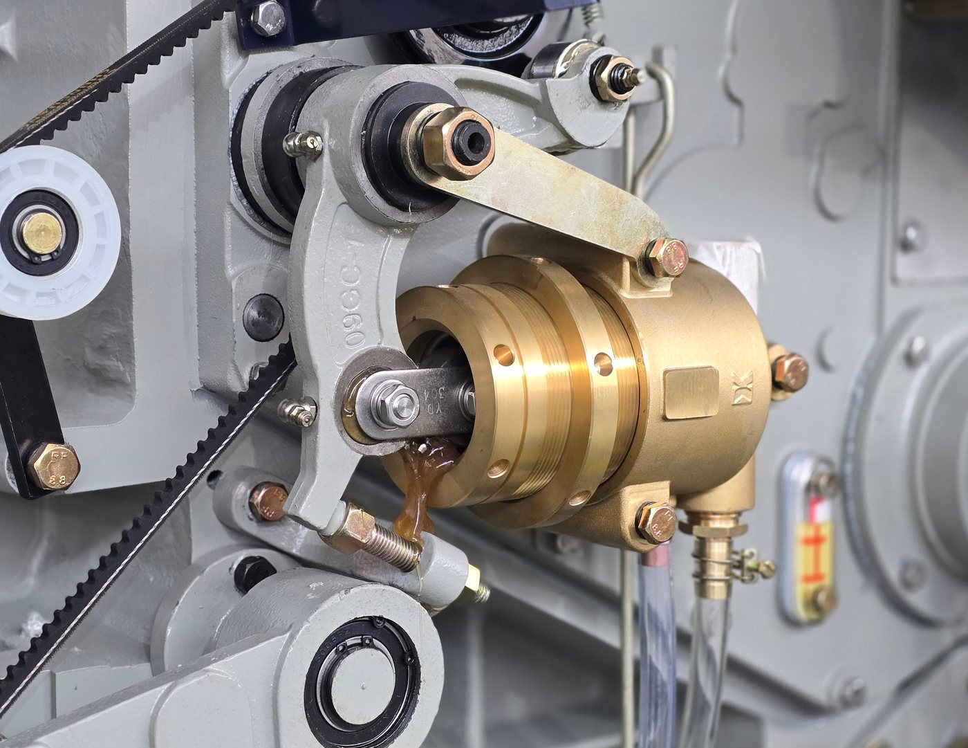 Water pump and brass fittings on JTM-508 water jet loom